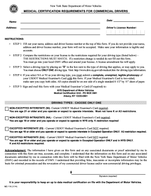 New York Commercial Driver Medical Certification Form