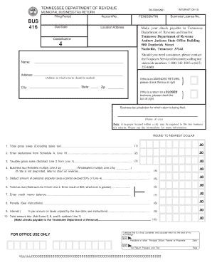 Tennessee Municipal Business Tax Return