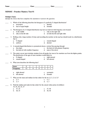 Mastery Test 1 - Fill Online, Printable, Fillable, Blank | pdfFiller
