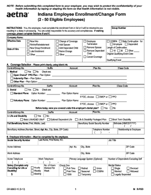 Indiana Employee Enrollment Change Form