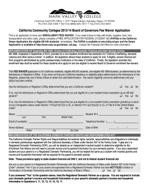 California Board of Governors Fee Waiver Application