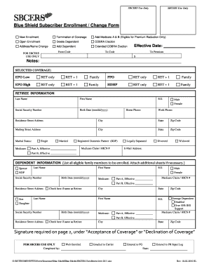Blue Shield SBCERS Enrollment Form