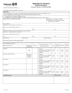 Application for Individual Health Insurance