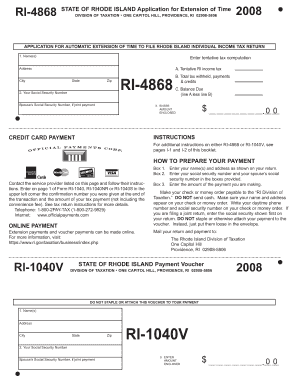 Rhode Island Tax Extension Form