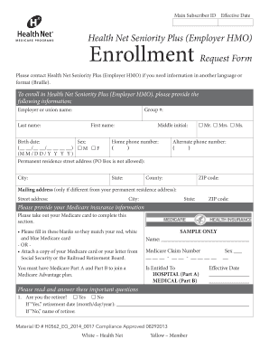 Health Net Seniority Plus Enrollment Request Form