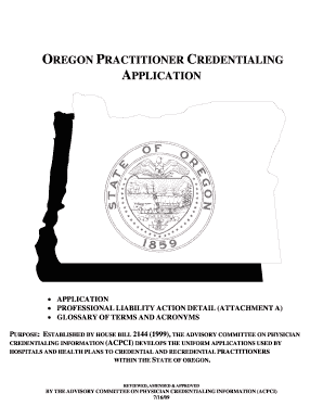 Oregon Practitioner Credentialing Application