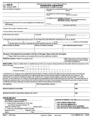 IRS Form 433-D Installment Agreement