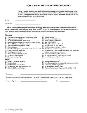 NCRC Annual Technical Inspection Form