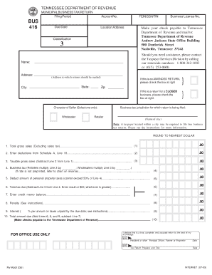 Tennessee Municipal Business Tax Return