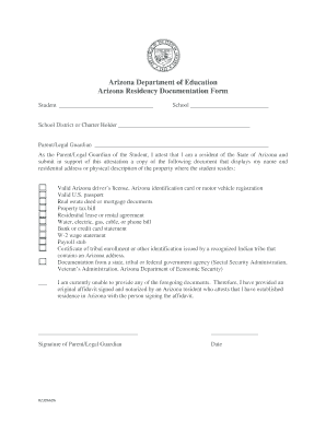 Arizona Residency Documentation Form