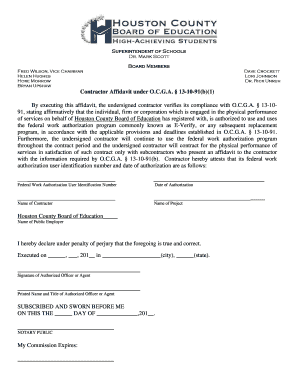 Contractor Affidavit for E-Verify Compliance