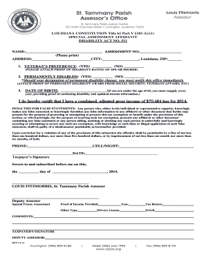 Louisiana Special Assessment Affidavit