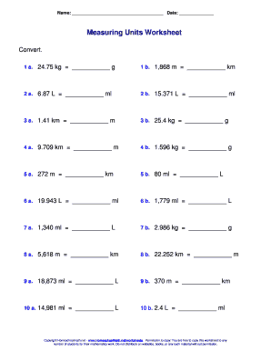 Measuring Units Worksheet