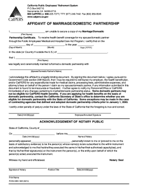 Affidavit of Marriage/Domestic Partnership