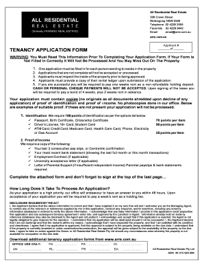 New South Wales Tenancy Application Form