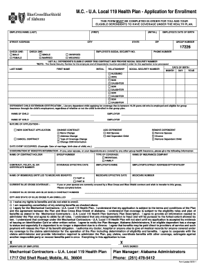 M.C. - U.A. Local 119 Health Plan Application