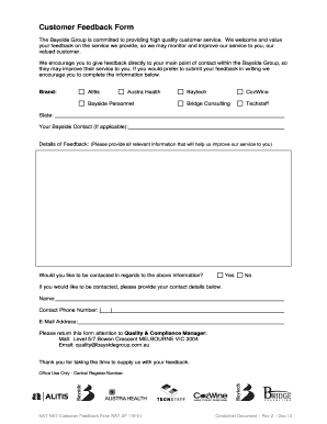 Customer Feedback Form
