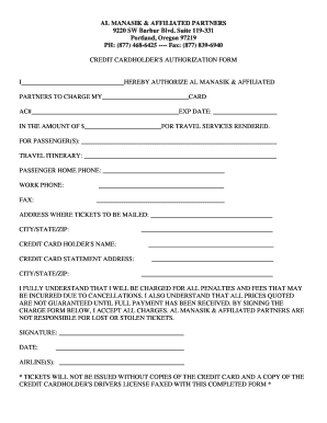 Credit Cardholder's Authorization Form