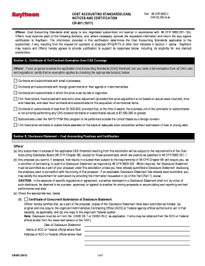 Cost Accounting Standards Certification Form CR-001