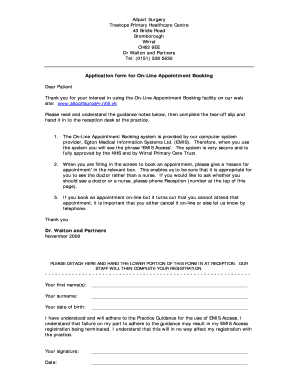Online Appointment Booking Application Form