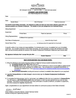 Student Job Offer Form