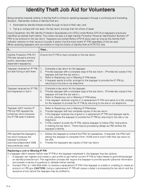 IRS Identity Theft Job Aid for Volunteers