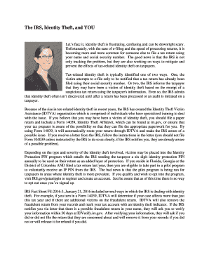 IRS Identity Theft Affidavit Form 14039