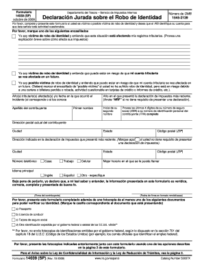 Formulario 14039 (SP) Declaración Jurada sobre el Robo de Identidad