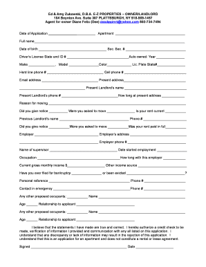Rental Application Form