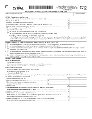 Alabama Underpayment of Estimated Tax Form 2210AL