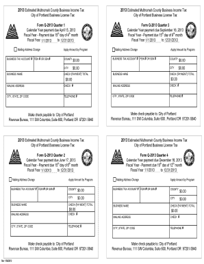 2013 Multnomah County Business Income Tax Form