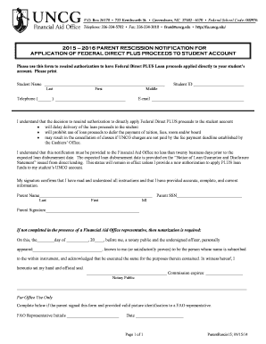 Parent Rescission Notification for Federal Direct PLUS Loan