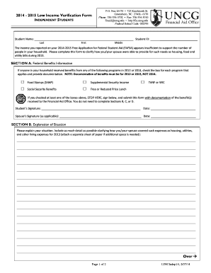2014-2015 Low Income Verification Form