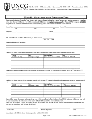 2014-2015 Reaffirmation of Enrollment Form