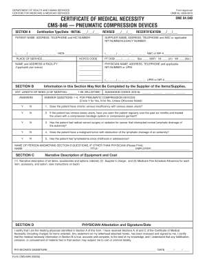 Certificate of Medical Necessity for Pneumatic Compression Devices