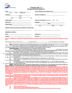 Storage Unit Rental Agreement