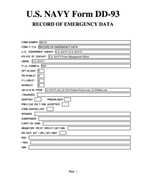 fillable online us navy form dd 93 usa federal formscom fax email dd 93 form