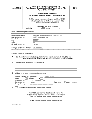 Form 990-N e-Postcard