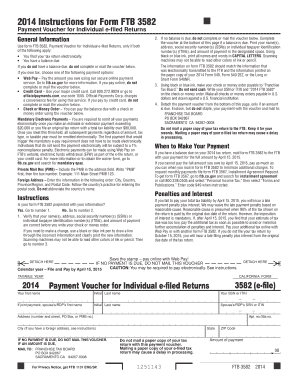 California Form FTB 3582 Payment Voucher