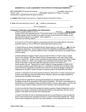 Residential Lease Agreement with Option to Purchase