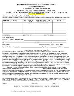 Truckee-Donner Recreation and Park District Waiver Form