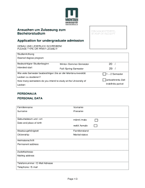 Ansuchen um Zulassung zum Bachelorstudium