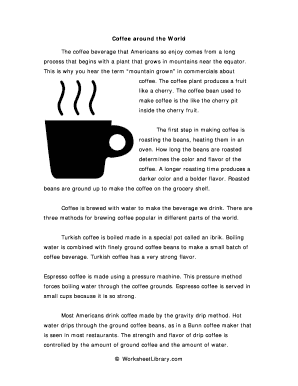 Coffee Education Worksheet