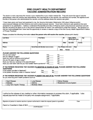 Erie County Vaccine Administration Record