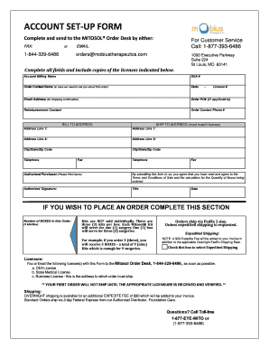 Mitosol Account Setup Form