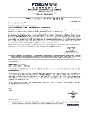 Fosun International Notice Letter