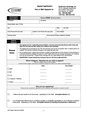 BeniComp Advantage Appeal Application