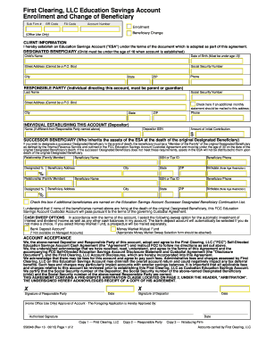 First Clearing Education Savings Account Enrollment Form