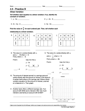 Direct Variation Practice Worksheet