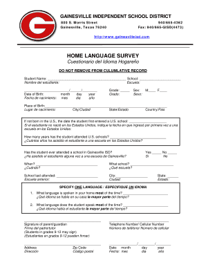 Home Language Survey Form
